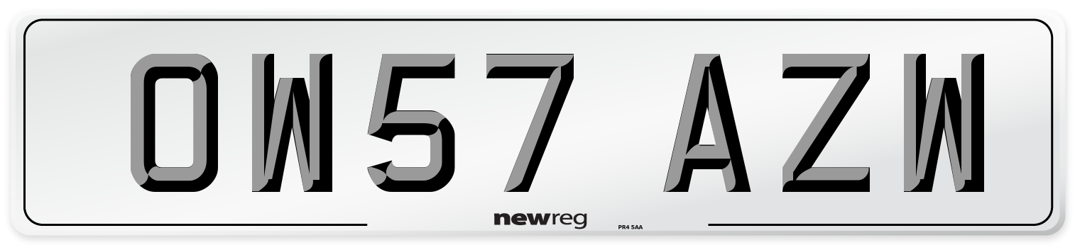 OW57 AZW Number Plate from New Reg